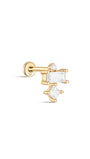 kosiner jewelry 14K Solid Gold Geometric Spliced Zirconia Ear Piercing Stud