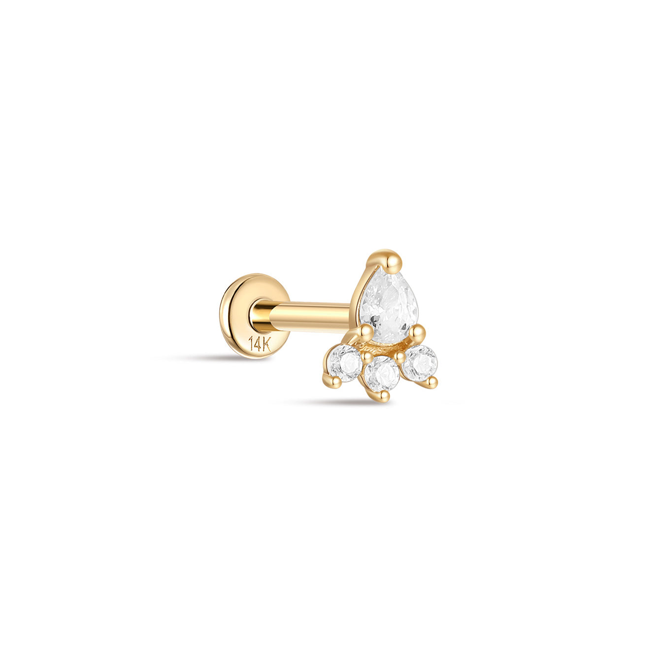 kosiner jewelry 14K Solid Gold Carrot Ear Piercing Stud