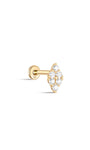 kosiner jewelry 14K Solid Gold Triangular Double Zircon Ear Piercing Stud
