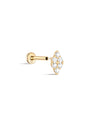 kosiner jewelry 14K Solid Gold Triangular Double Zircon Ear Piercing Stud