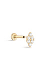 kosiner jewelry 14K Solid Gold Triangular Double Zircon Ear Piercing Stud