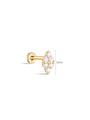 kosiner jewelry 14K Solid Gold Triangular Double Zircon Ear Piercing Stud