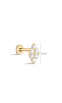 kosiner jewelry 14K Solid Gold Triangular Double Zircon Ear Piercing Stud