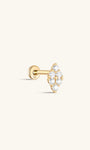 kosiner jewelry 14K Solid Gold Triangular Double Zircon Ear Piercing Stud