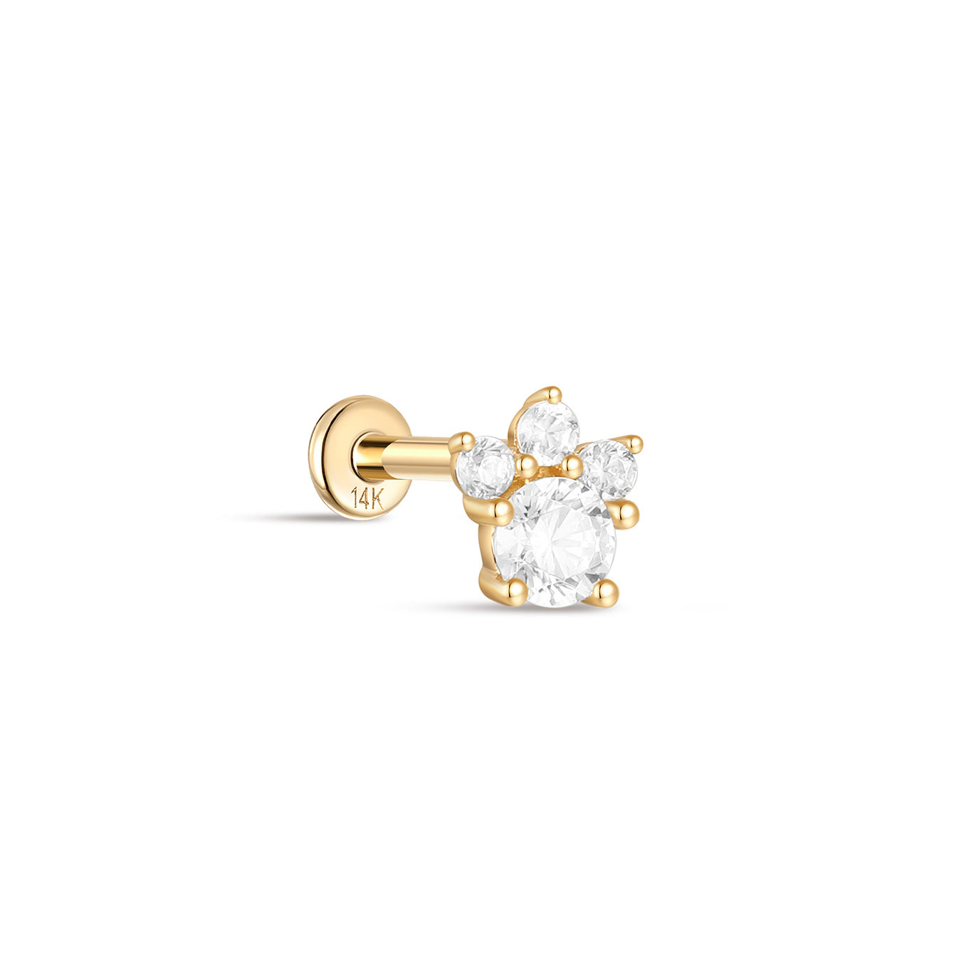 kosiner jewelry 14K Solid Gold Multi - Rounded Zircon Ear Piercing Stud