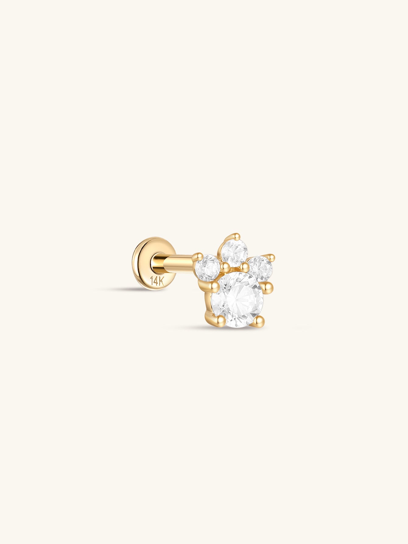 kosiner jewelry 14K Solid Gold Multi - Rounded Zircon Ear Piercing Stud