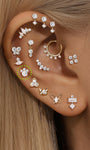 kosiner jewelry 14K Solid Gold Multi - Rounded Zircon Ear Piercing Stud