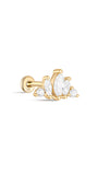 kosiner jewelry 14K Solid Gold Classic Crown Zirconia Ear Piercing Stud