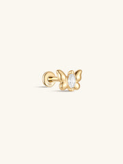 مجوهرات kosiner 14K الذهب الصلب ميني بوب فراشة الأذن ثقب مسمار