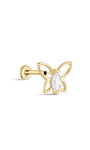 kosiner jewelry 14K Solid Gold Line Butterflies Ear Piercing Stud