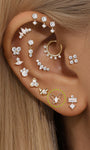 kosiner jewelry 14K Solid Gold Line Butterflies Ear Piercing Stud