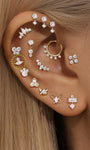 kosiner Schmuck 14K Solides Gold Tränen Zirkon Ohrpiercing Stecker