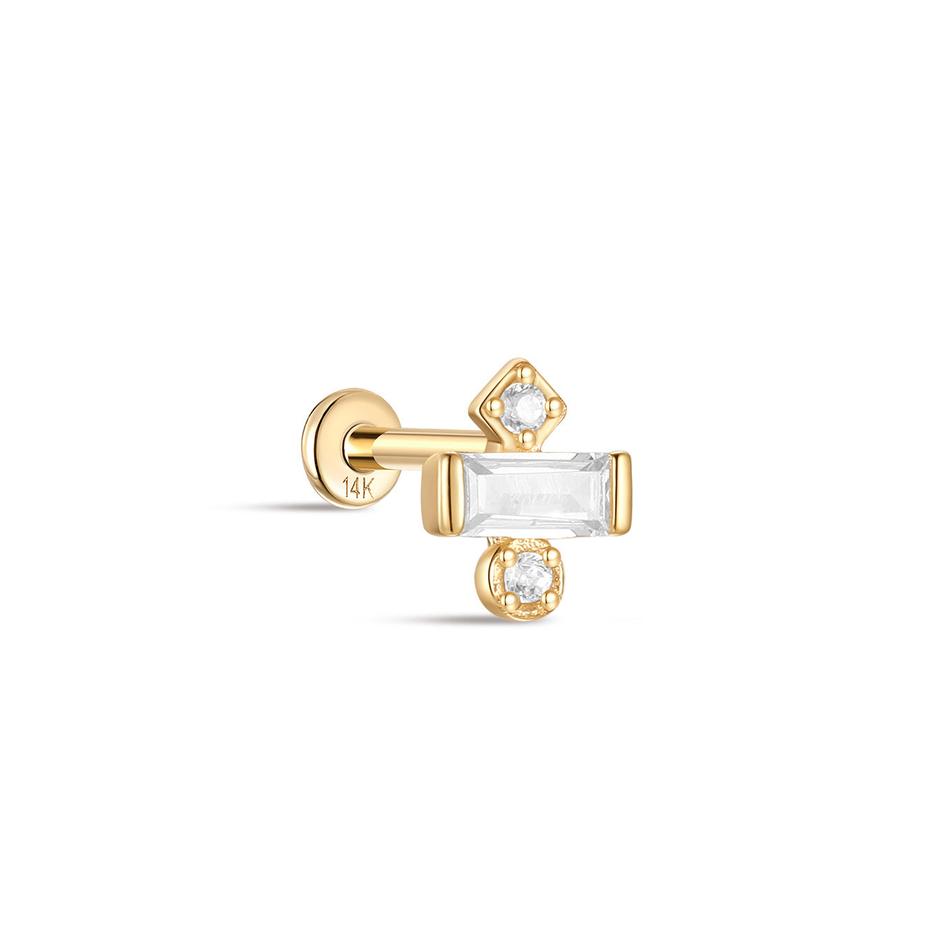 kosiner jewelry 14K Solid Gold Sweet Candy Zircon Ear Piercing Stud