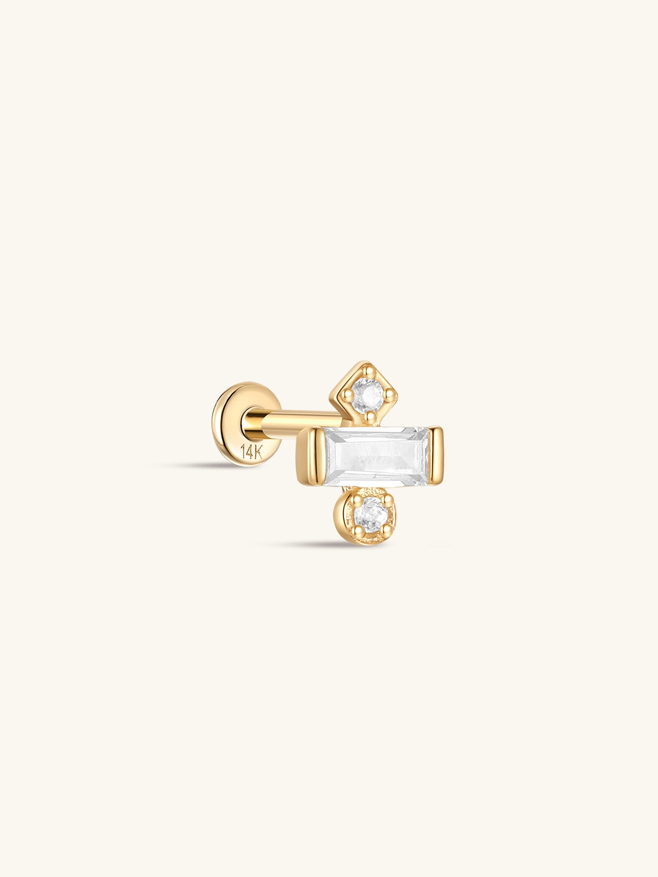 kosiner jewelry 14K Solid Gold Sweet Candy Zircon Ear Piercing Stud