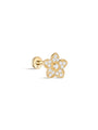 kosiner jewelry 14K Solid Gold Flower Pave Zircon Ear Piercing Stud
