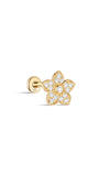 kosiner jewelry 14K Solid Gold Flower Pave Zircon Ear Piercing Stud