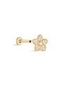 kosiner jewelry 14K Solid Gold Flower Pave Zircon Ear Piercing Stud