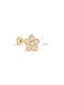kosiner jewelry 14K Solid Gold Flower Pave Zircon Ear Piercing Stud