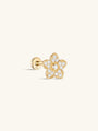 kosiner jewelry 14K Solid Gold Flower Pave Zircon Ear Piercing Stud