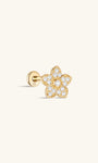 Kosiner gioielli in oro massiccio 14 carati con pavé di zirconi per piercing all'orecchio
