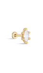 kosiner jewelry 14K Solid Gold Classic Marquise Zircon Ear Piercing Stud