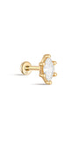 kosiner jewelry 14K Solid Gold Classic Marquise Zircon Ear Piercing Stud