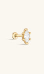 kosiner jewelry 14K Solid Gold Classic Marquise Zircon Ear Piercing Stud