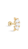 kosiner jewelry 14K Solid Gold Arc Drop Crown Ear Piercing Stud
