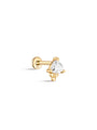 kosiner jewelry 14K Solid Gold Triangular Zircon Stitching Ear Piercing Stud