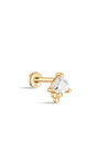 Kosiner Jewelry Ohrpiercing-Ohrstecker aus 14 Karat massivem Gold mit dreieckigem Zirkon und Nähten
