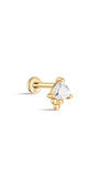 kosiner jewelry 14K Solid Gold Triangular Zircon Stitching Ear Piercing Stud