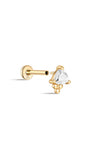 Kosiner Jewelry Ohrpiercing-Ohrstecker aus 14 Karat massivem Gold mit dreieckigem Zirkon und Nähten