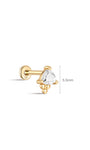 Kosiner Jewelry Ohrpiercing-Ohrstecker aus 14 Karat massivem Gold mit dreieckigem Zirkon und Nähten