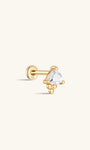 Kosiner Jewelry Ohrpiercing-Ohrstecker aus 14 Karat massivem Gold mit dreieckigem Zirkon und Nähten