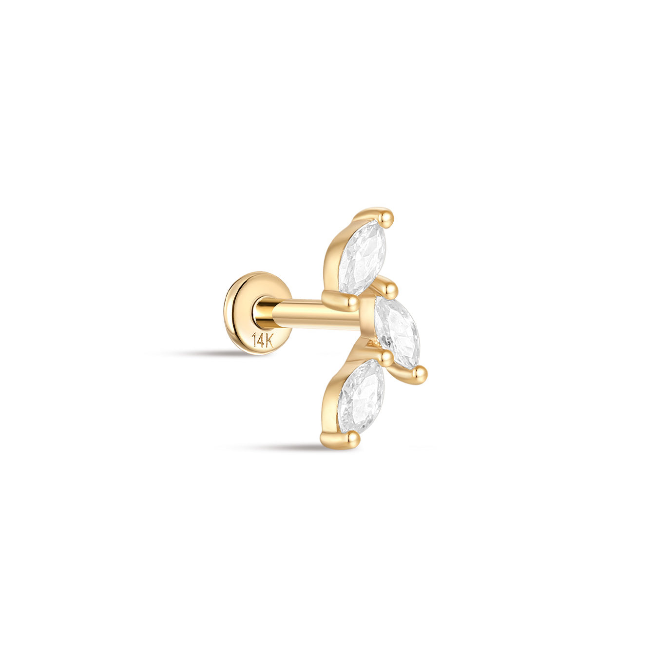 kosiner jewelry 14K Solid Gold Falling Leaves Ear Piercing Stud