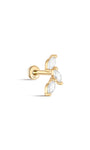 kosiner jewelry 14K Solid Gold Falling Leaves Ear Piercing Stud