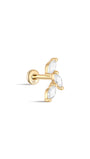 kosiner jewelry 14K Solid Gold Falling Leaves Ear Piercing Stud