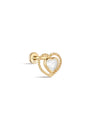 kosiner jewelry 14K Solid Gold Double Love Ear Piercing Stud
