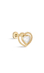 kosiner jewelry 14K Solid Gold Double Love Ear Piercing Stud