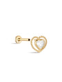 kosiner jewelry 14K Solid Gold Double Love Ear Piercing Stud