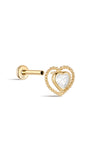 kosiner jewelry 14K Solid Gold Double Love Ear Piercing Stud