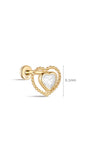 kosiner jewelry 14K Solid Gold Double Love Ear Piercing Stud