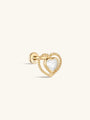 kosiner jewelry 14K Solid Gold Double Love Ear Piercing Stud