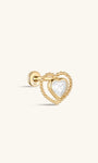 kosiner jewelry 14K Solid Gold Double Love Ear Piercing Stud