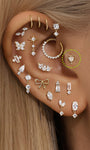 kosiner jewelry 14K Solid Gold Double Love Ear Piercing Stud