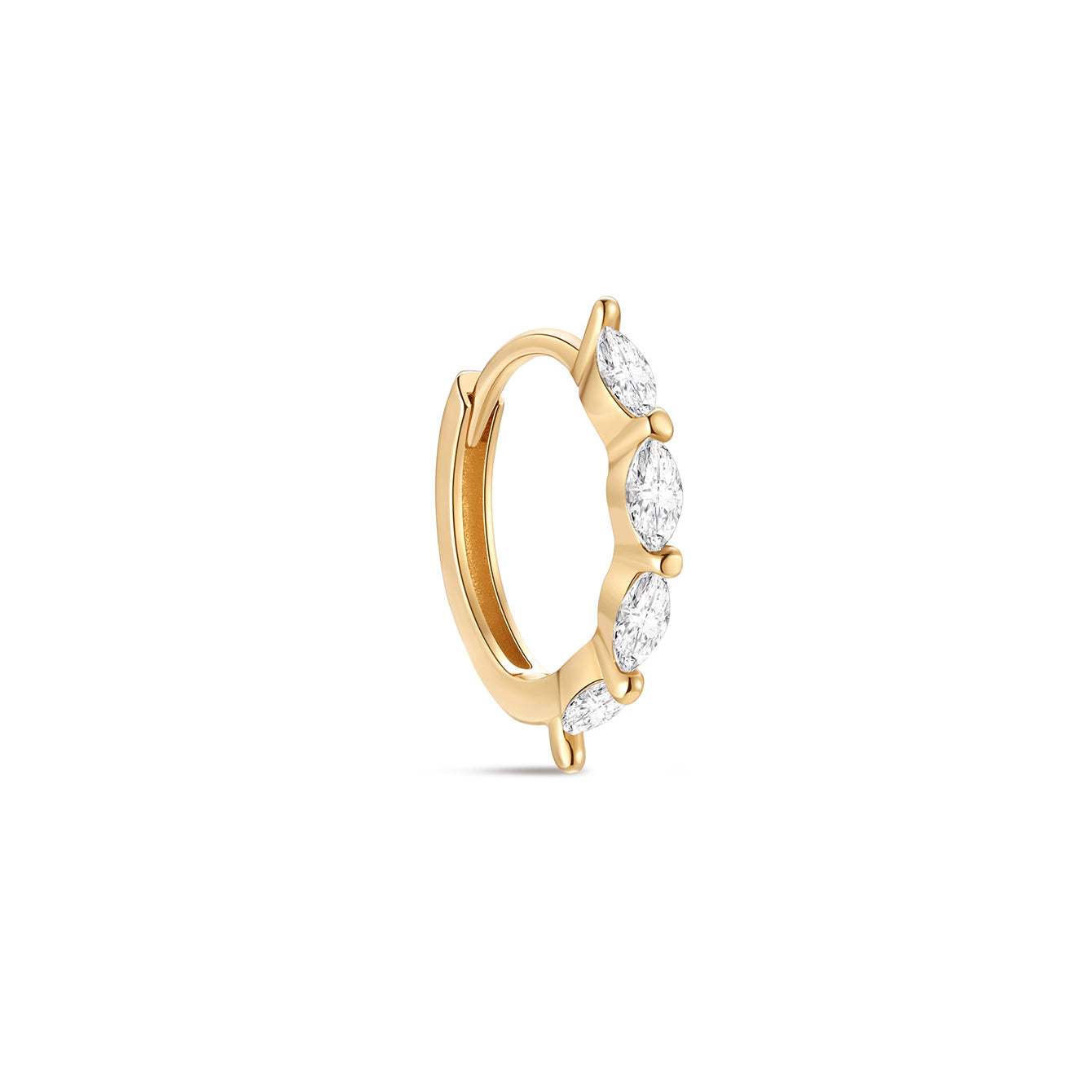 14K Solid Gold Classic Marquise Zircon Hoop Earring - Kosinerjewelry