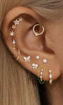 14K Solid Gold Classic Marquise Zircon Hoop Earring - Kosinerjewelry