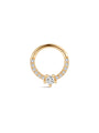 14K Solid Gold Love Zircon Ear Ring Hoop - Kosinerjewelry