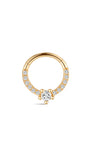 14K Solid Gold Love Zircon Ear Ring Hoop - Kosinerjewelry