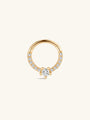 14K Solid Gold Love Zircon Ear Ring Hoop - Kosinerjewelry